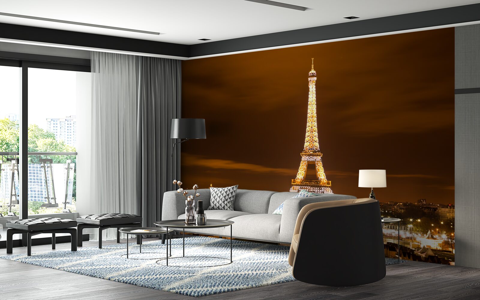 Fotobehang de ziel van parijs bij nacht