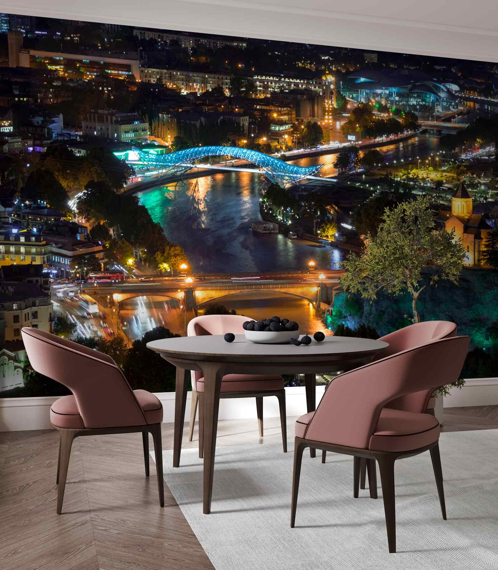 Fotobehang modern tbilisi in de avond