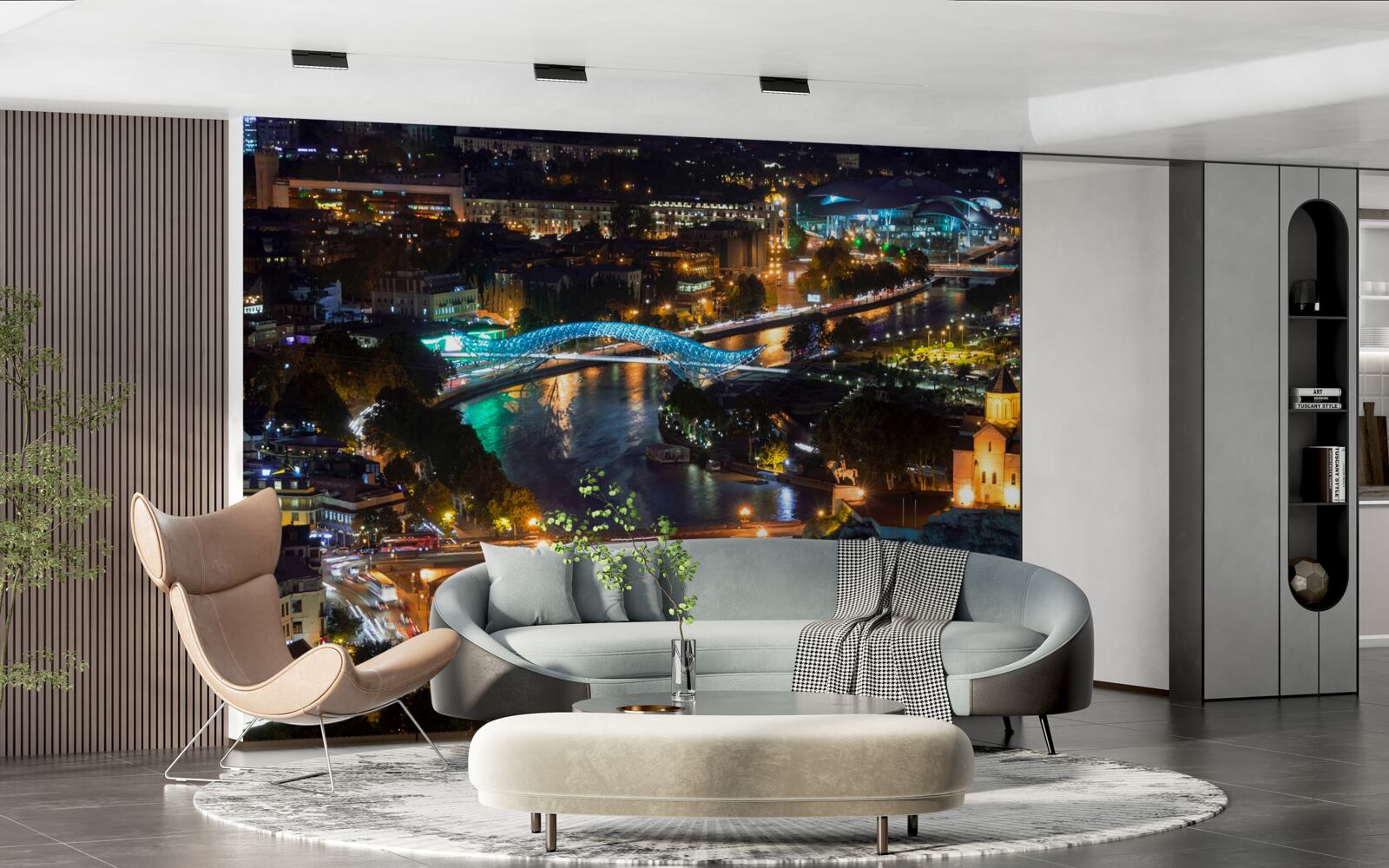 Fotobehang modern tbilisi in de avond