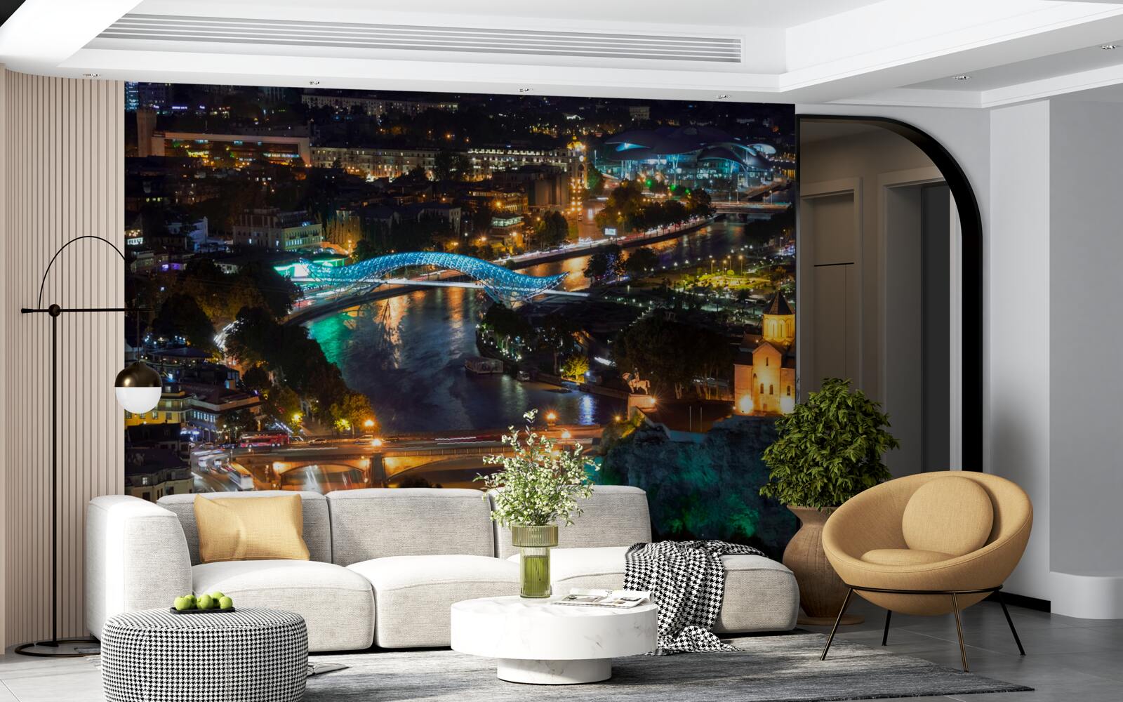 Fotobehang modern tbilisi in de avond