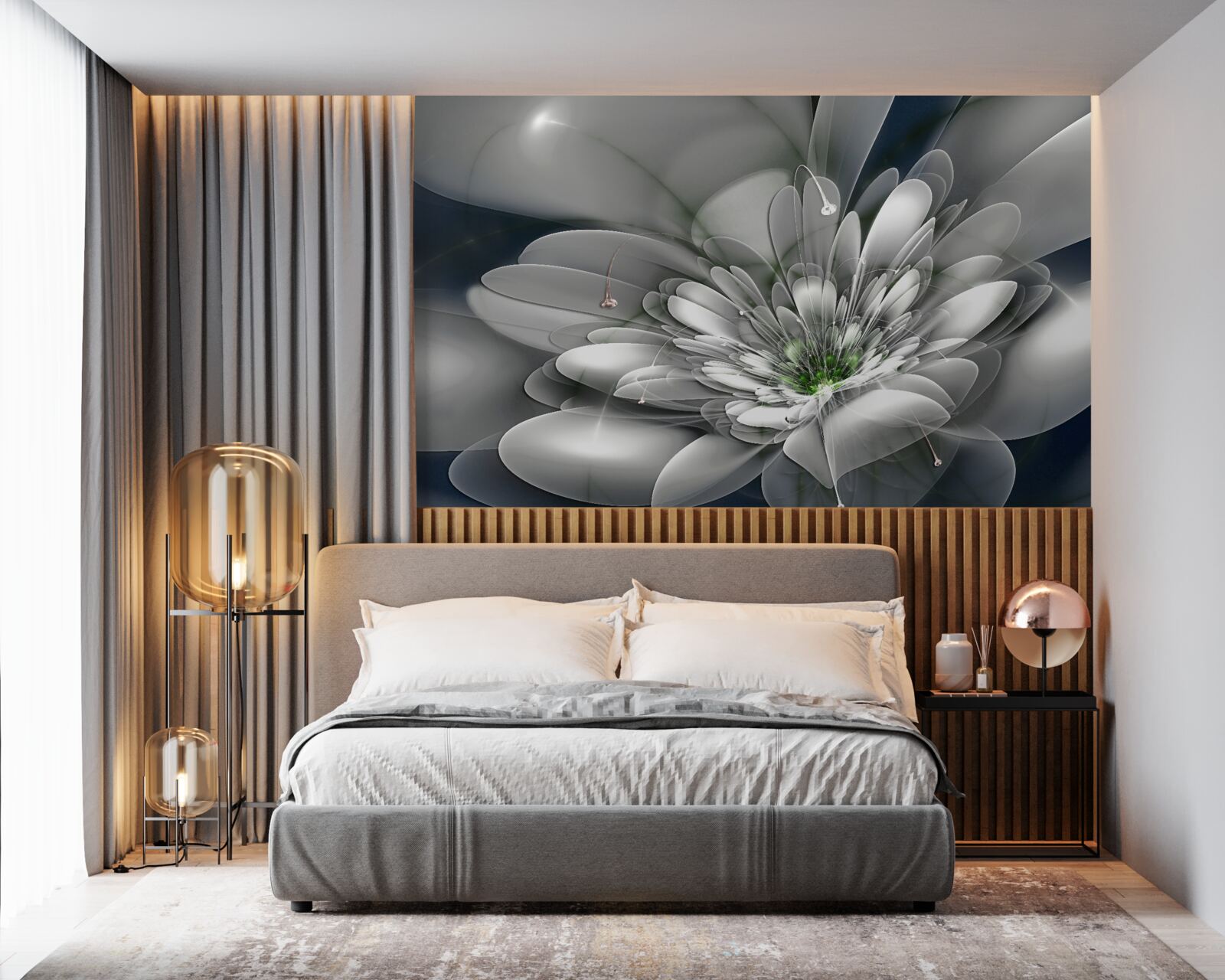 Fotobehang grote witte bloem