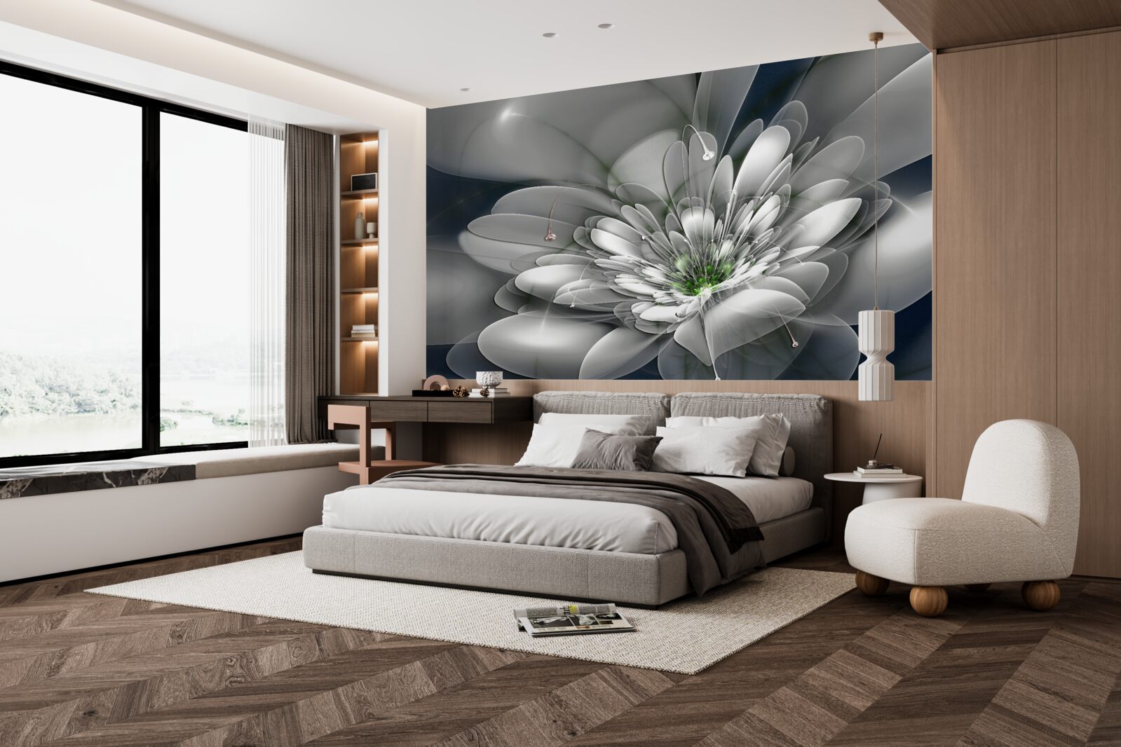 Fotobehang grote witte bloem