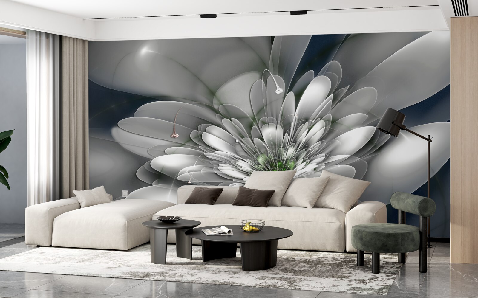 Fotobehang grote witte bloem