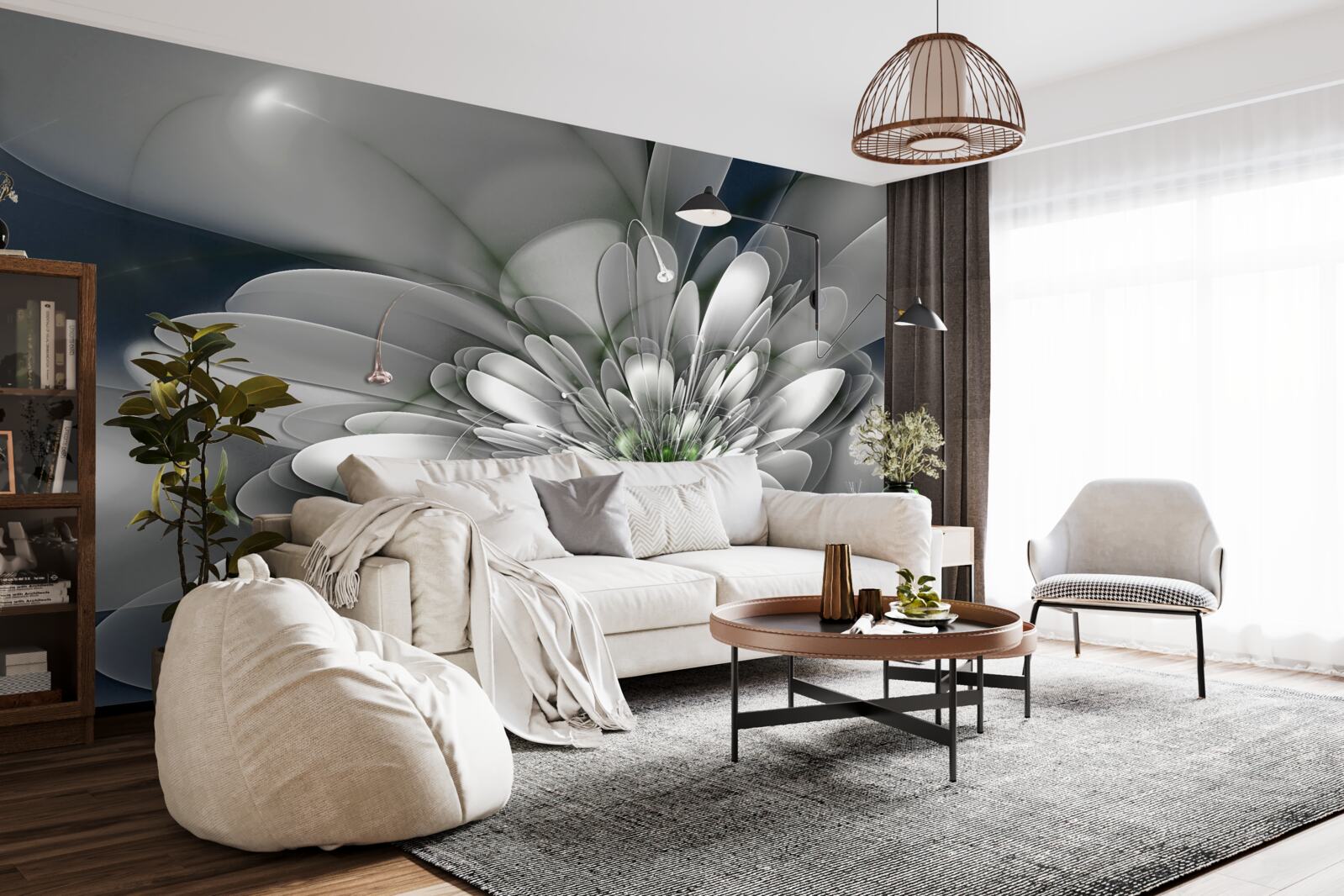 Fotobehang grote witte bloem