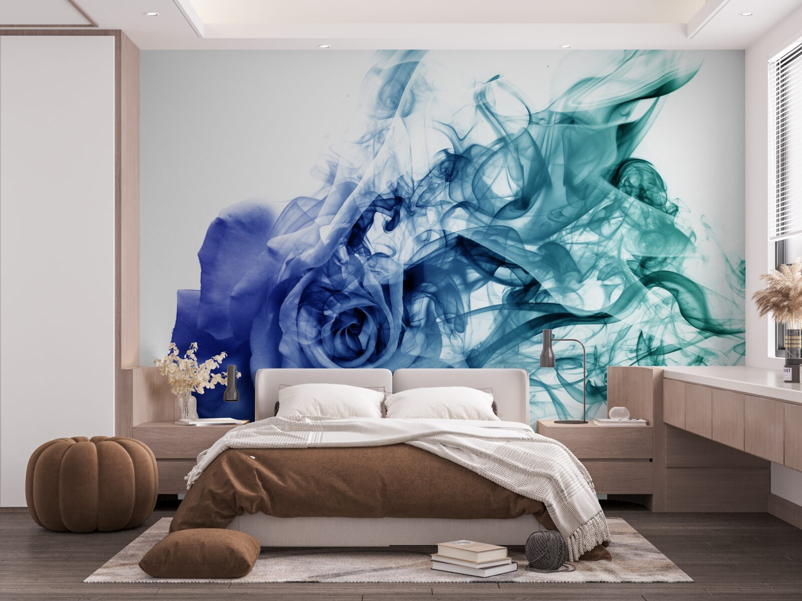 Fotobehang blauwe roos in een waas van hemels blauw