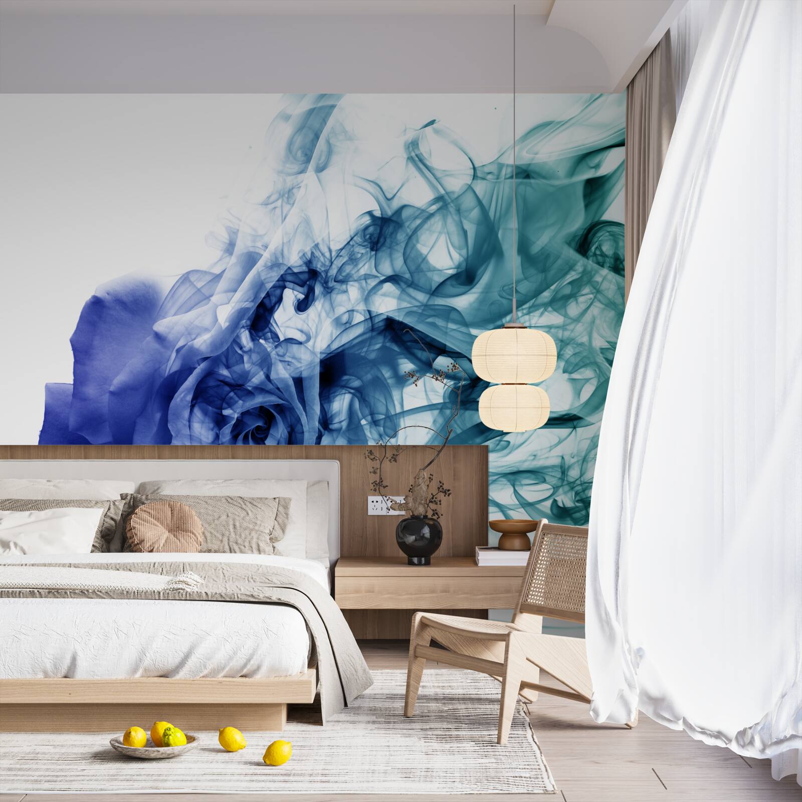 Fotobehang blauwe roos in een waas van hemels blauw