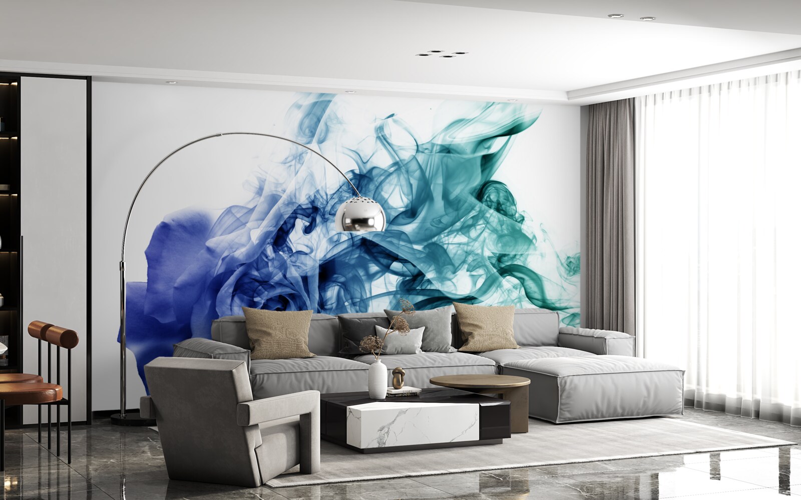 Fotobehang blauwe roos in een waas van hemels blauw