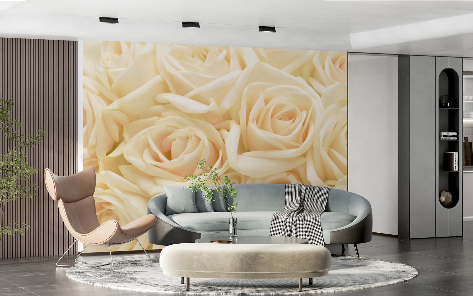 Fotobehang boeket crèmekleurige rozen