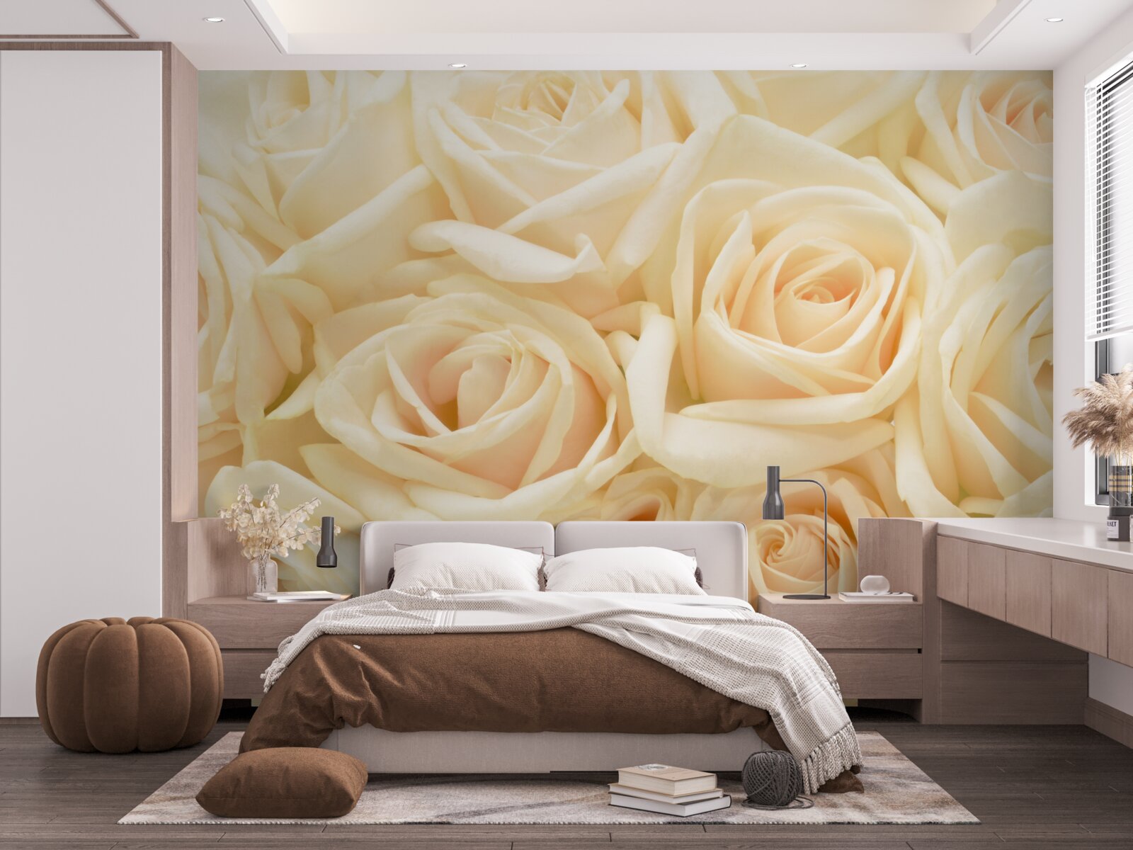 Fotobehang boeket crèmekleurige rozen