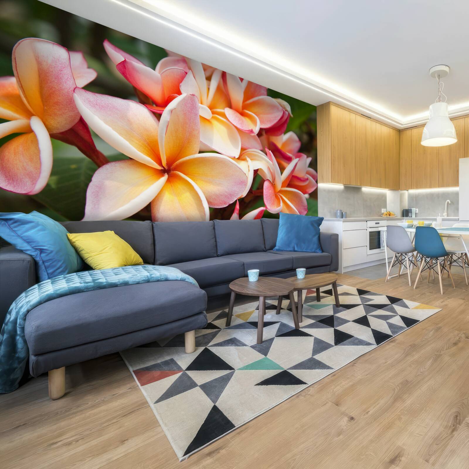 Fotobehang frangipani met mooie bloemen