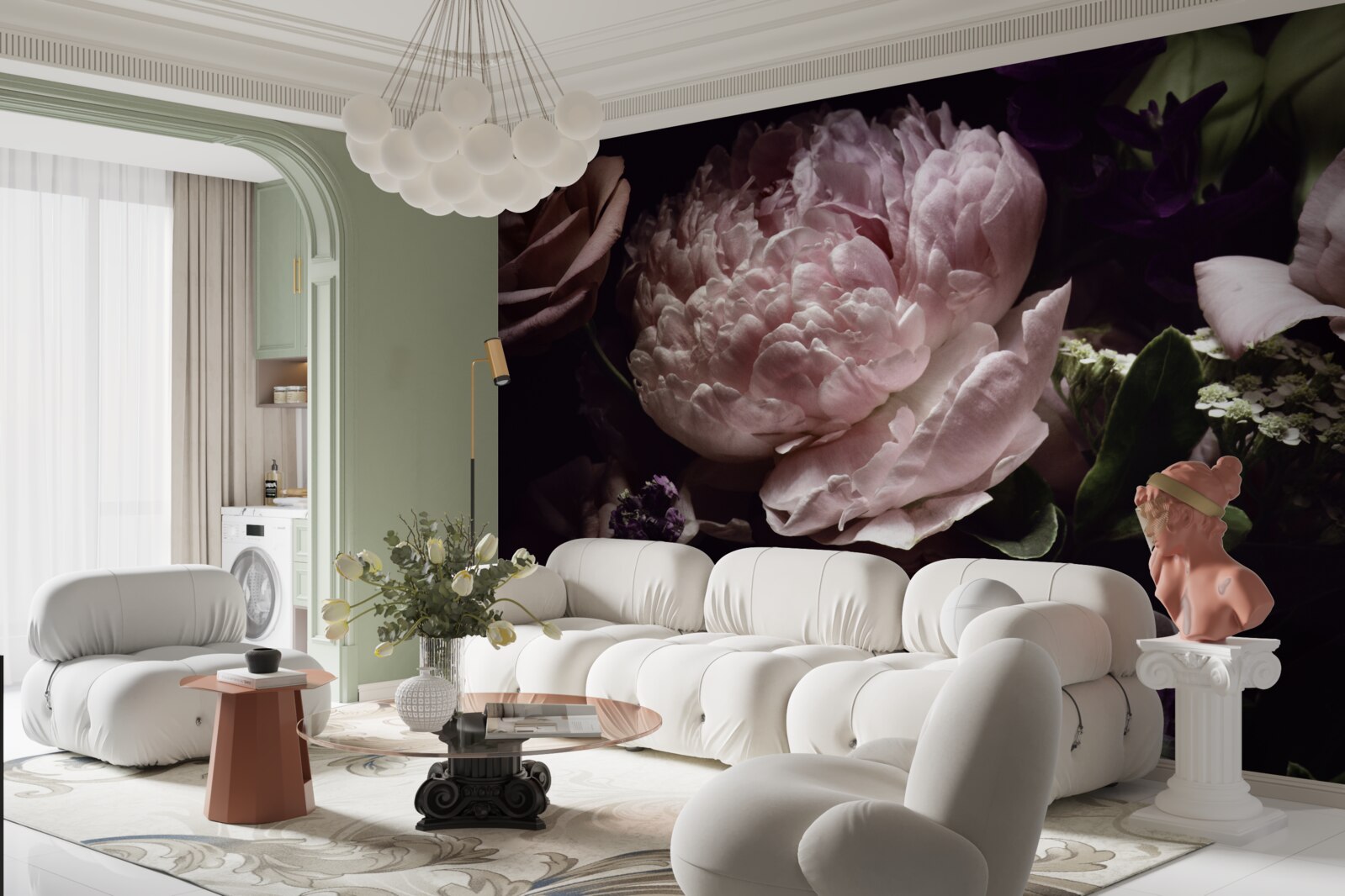 Fotobehang retro rozenset