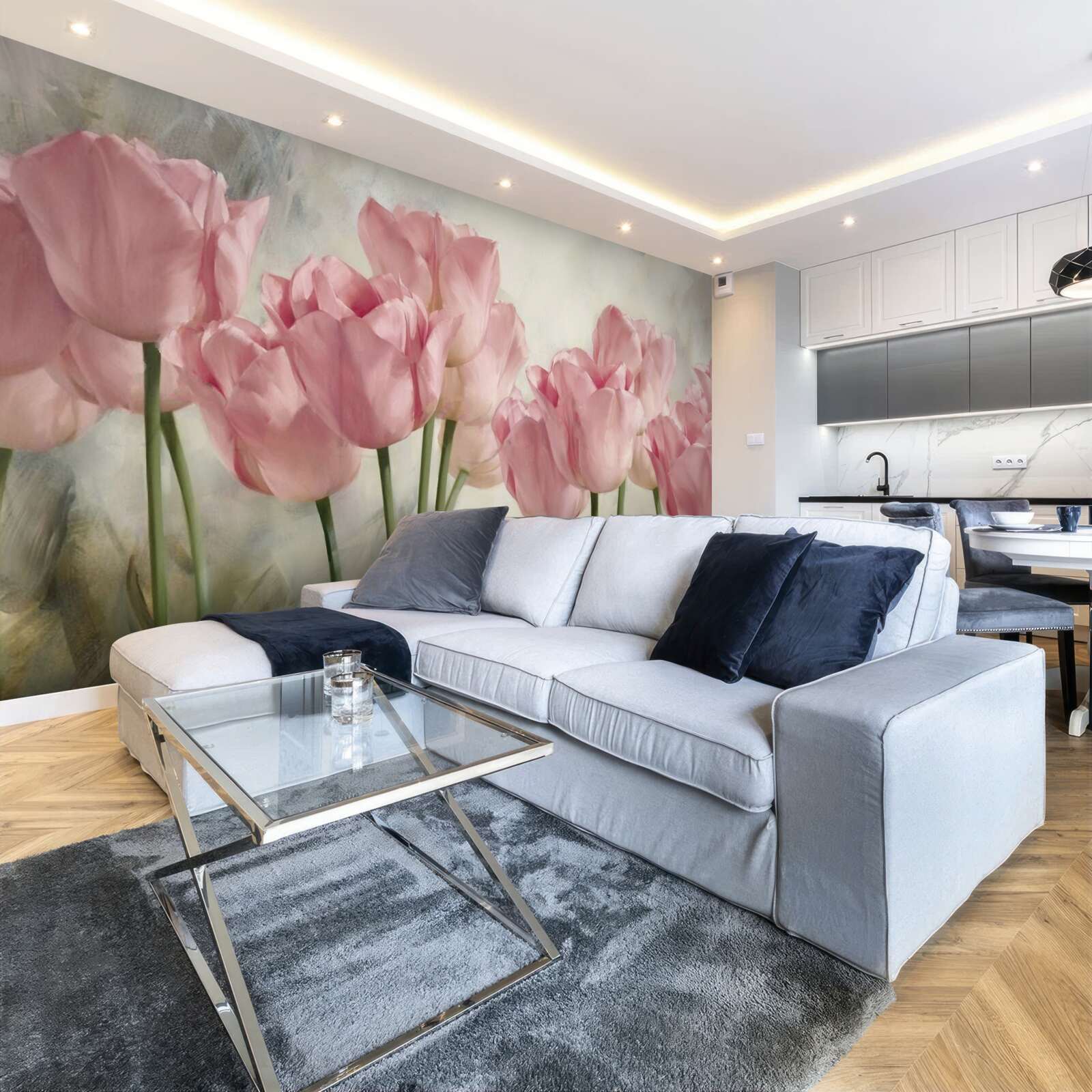 Fotobehang tere roze tulpen