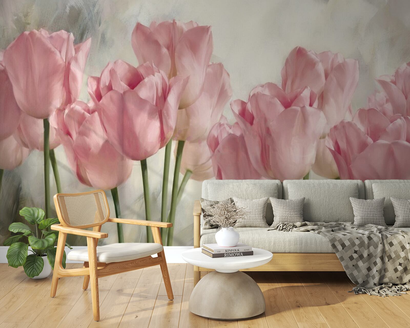 Fotobehang tere roze tulpen