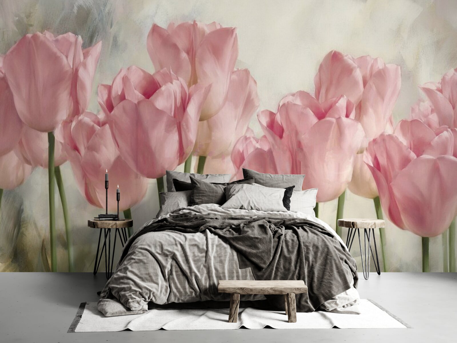 Fotobehang tere roze tulpen