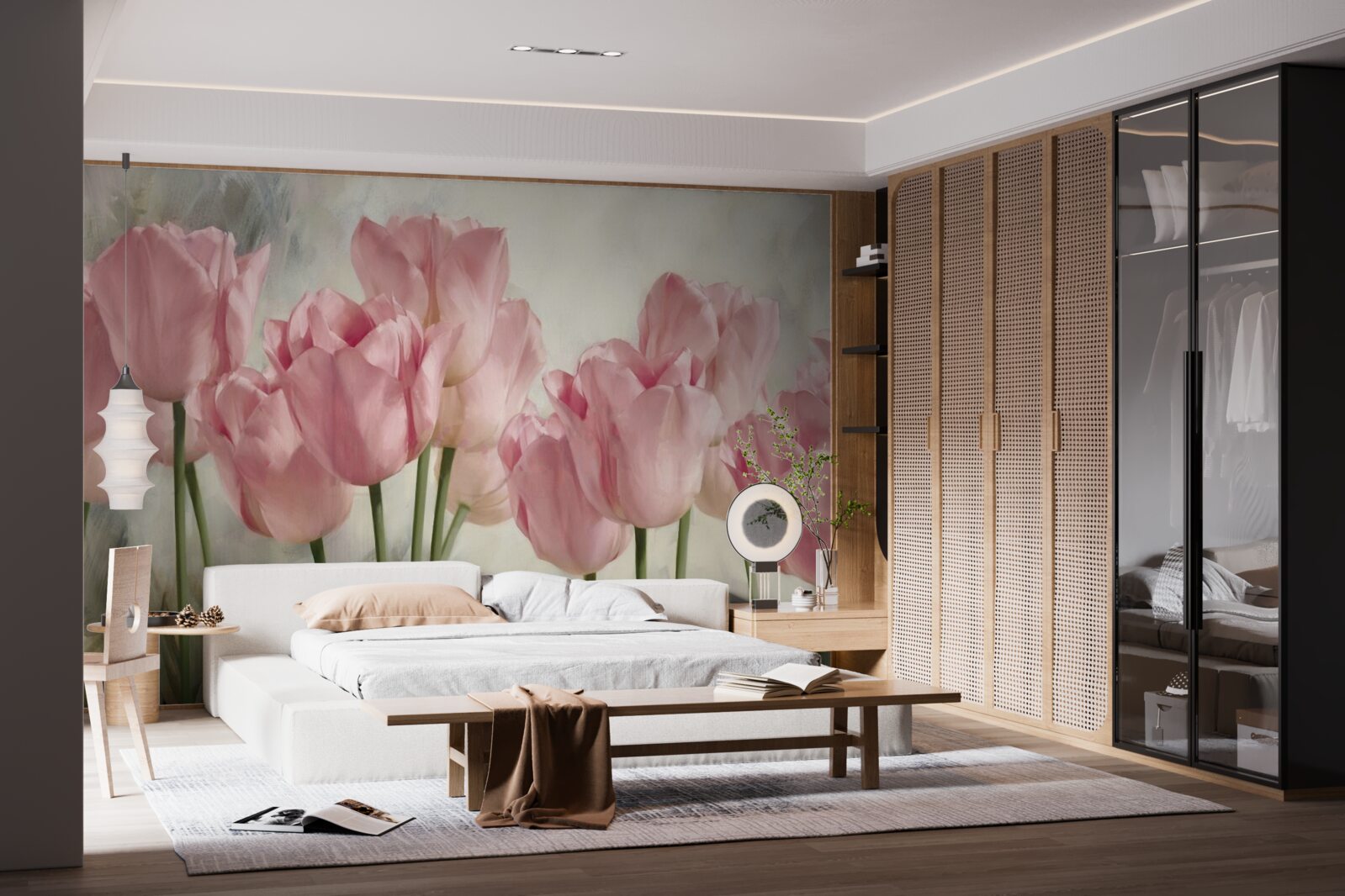 Fotobehang tere roze tulpen