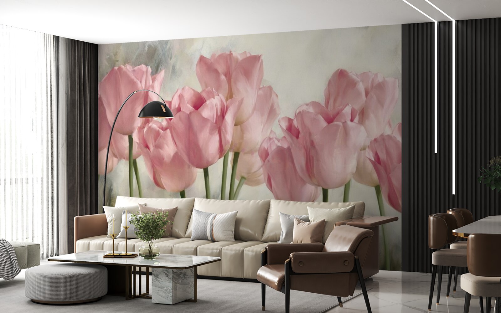 Fotobehang tere roze tulpen