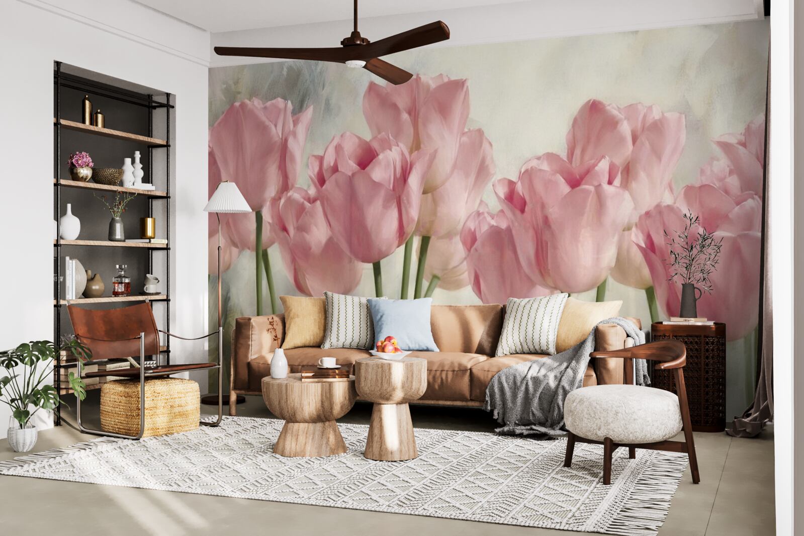 Fotobehang tere roze tulpen