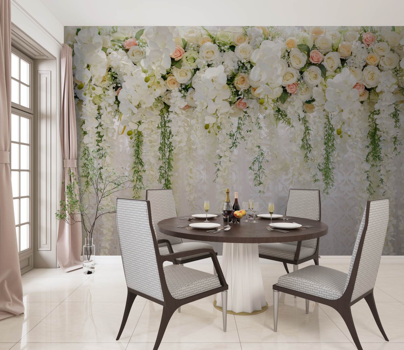 Fotobehang compositie van delicate orchideeënbloemen