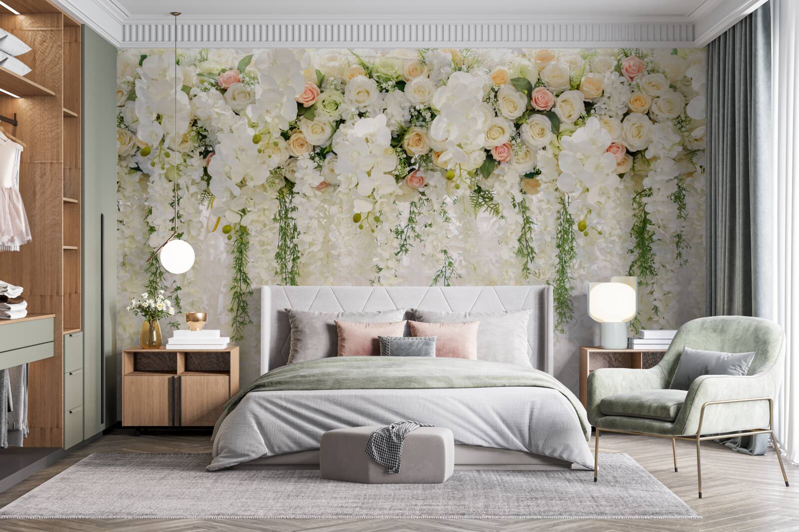 Fotobehang compositie van delicate orchideeënbloemen