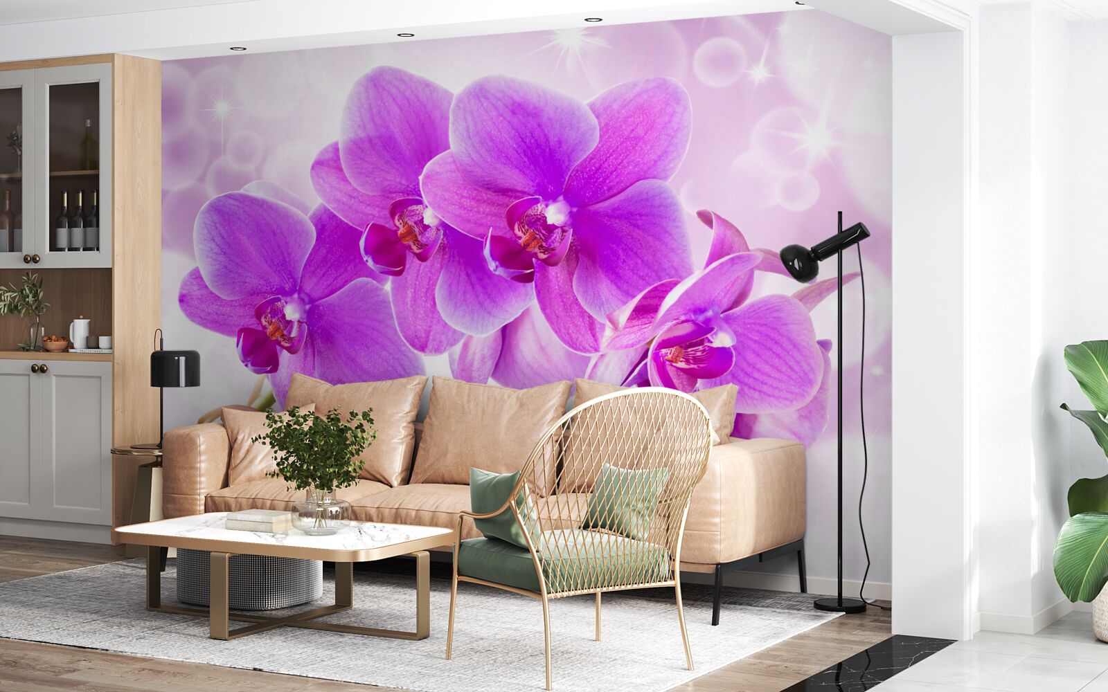 Fotobehang de delicate paarse orchidee ziet er echt indrukwekkend uit
