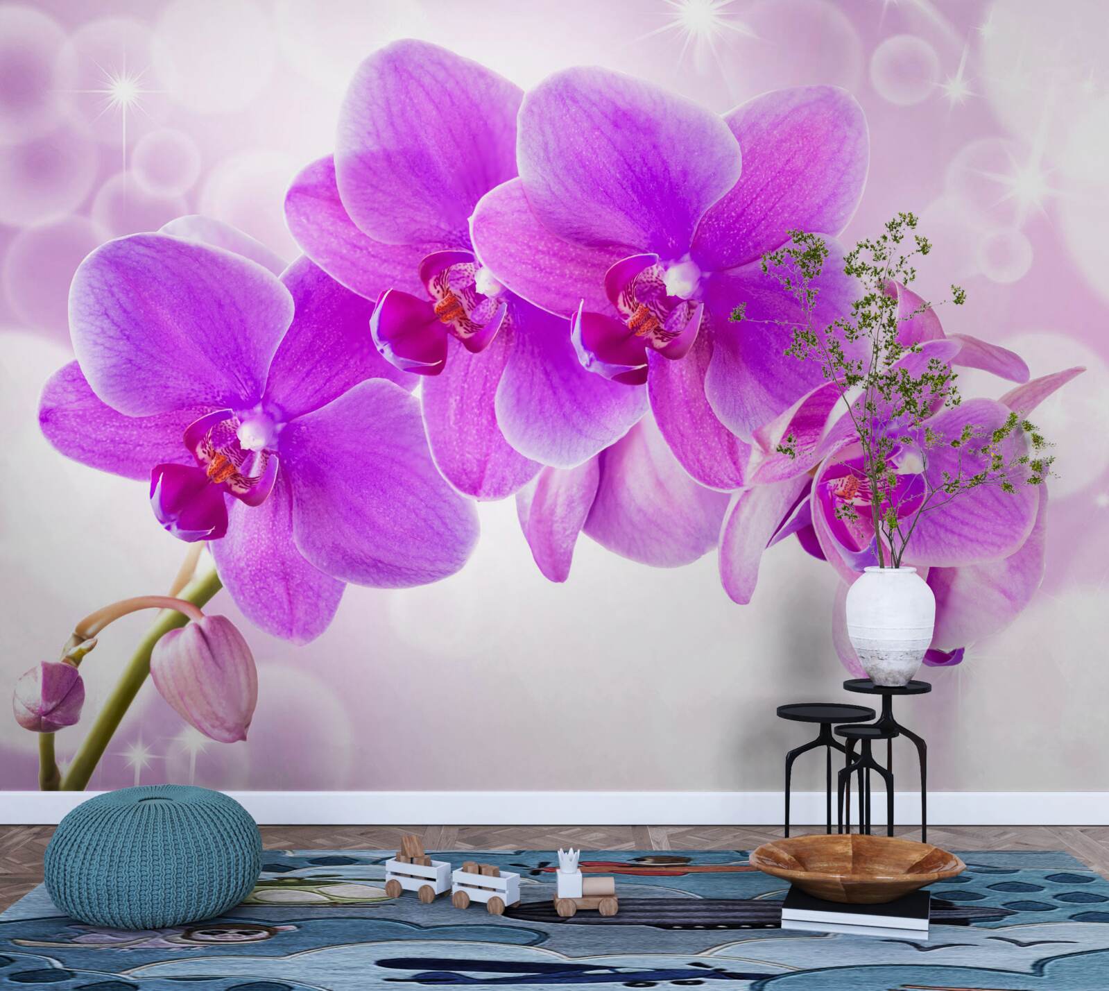 Fotobehang de delicate paarse orchidee ziet er echt indrukwekkend uit