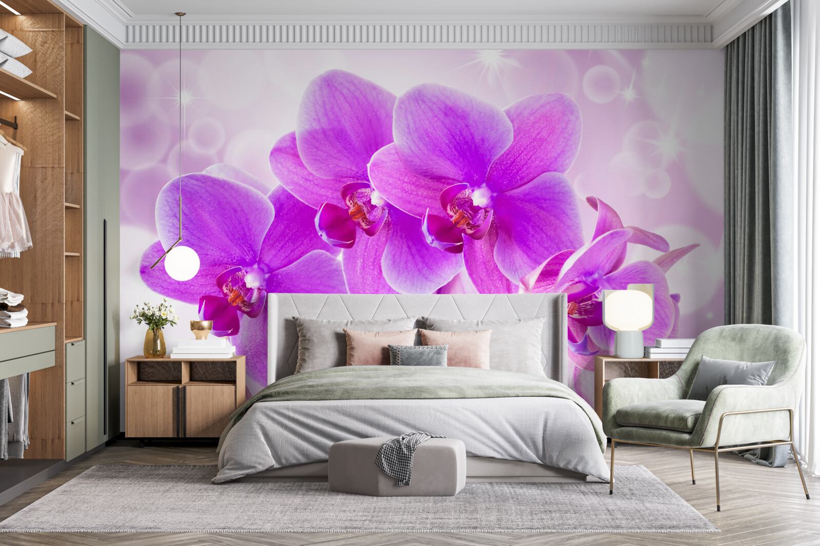 Fotobehang de delicate paarse orchidee ziet er echt indrukwekkend uit