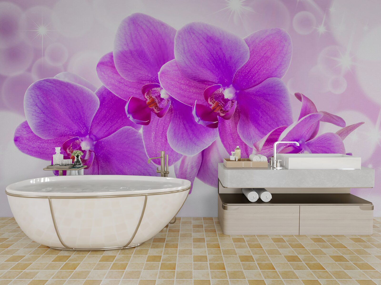 Fotobehang de delicate paarse orchidee ziet er echt indrukwekkend uit