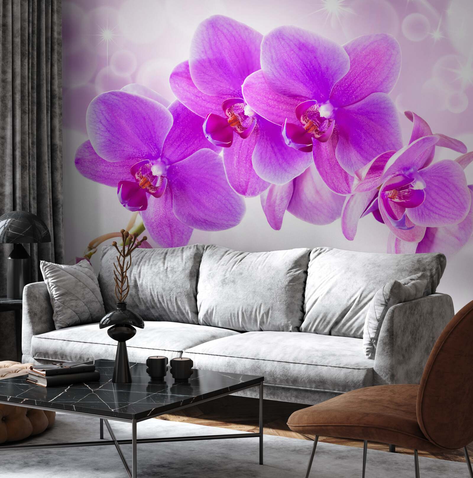 Fotobehang de delicate paarse orchidee ziet er echt indrukwekkend uit