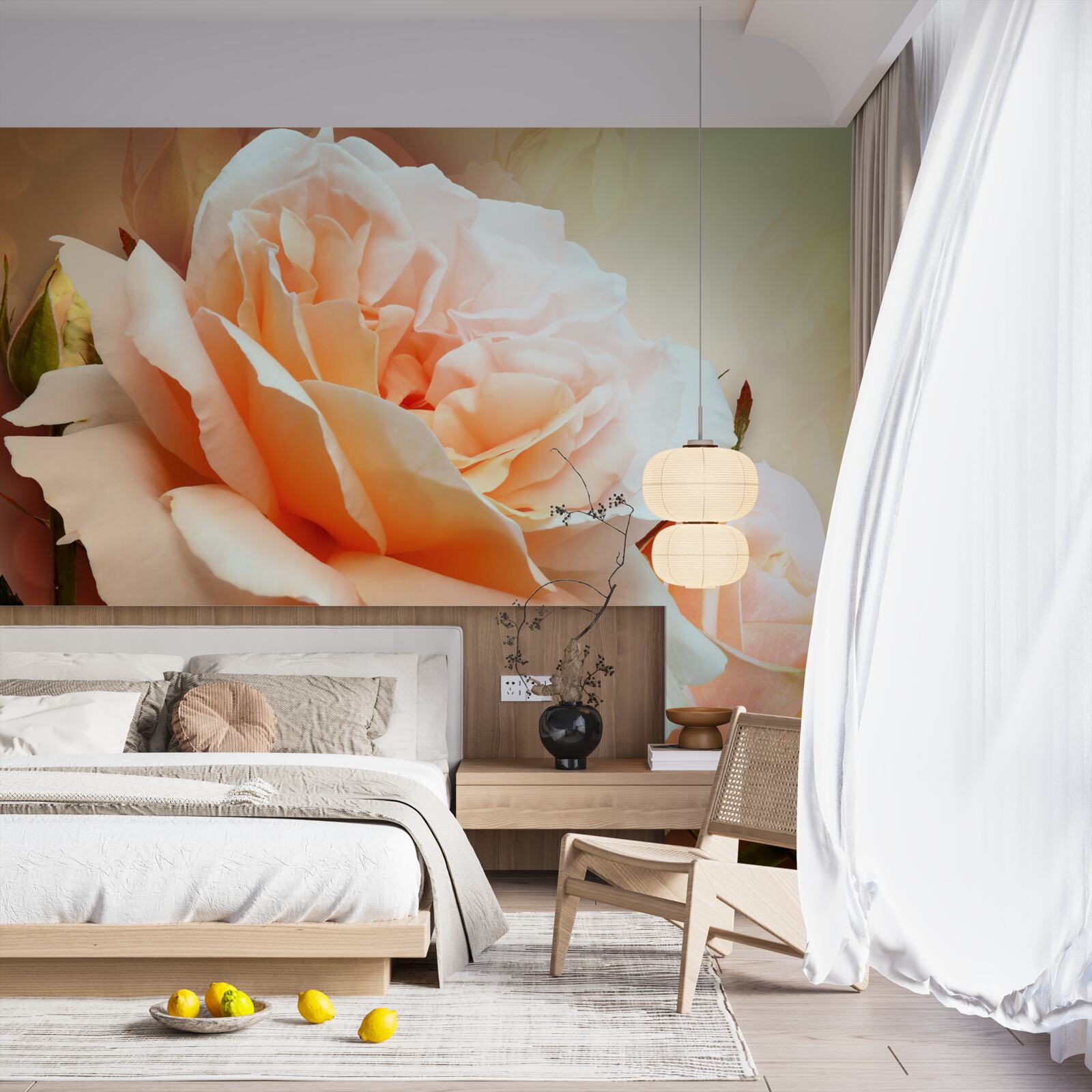 Fotobehang rozen die zijn opengegaan en in knopstadium zijn