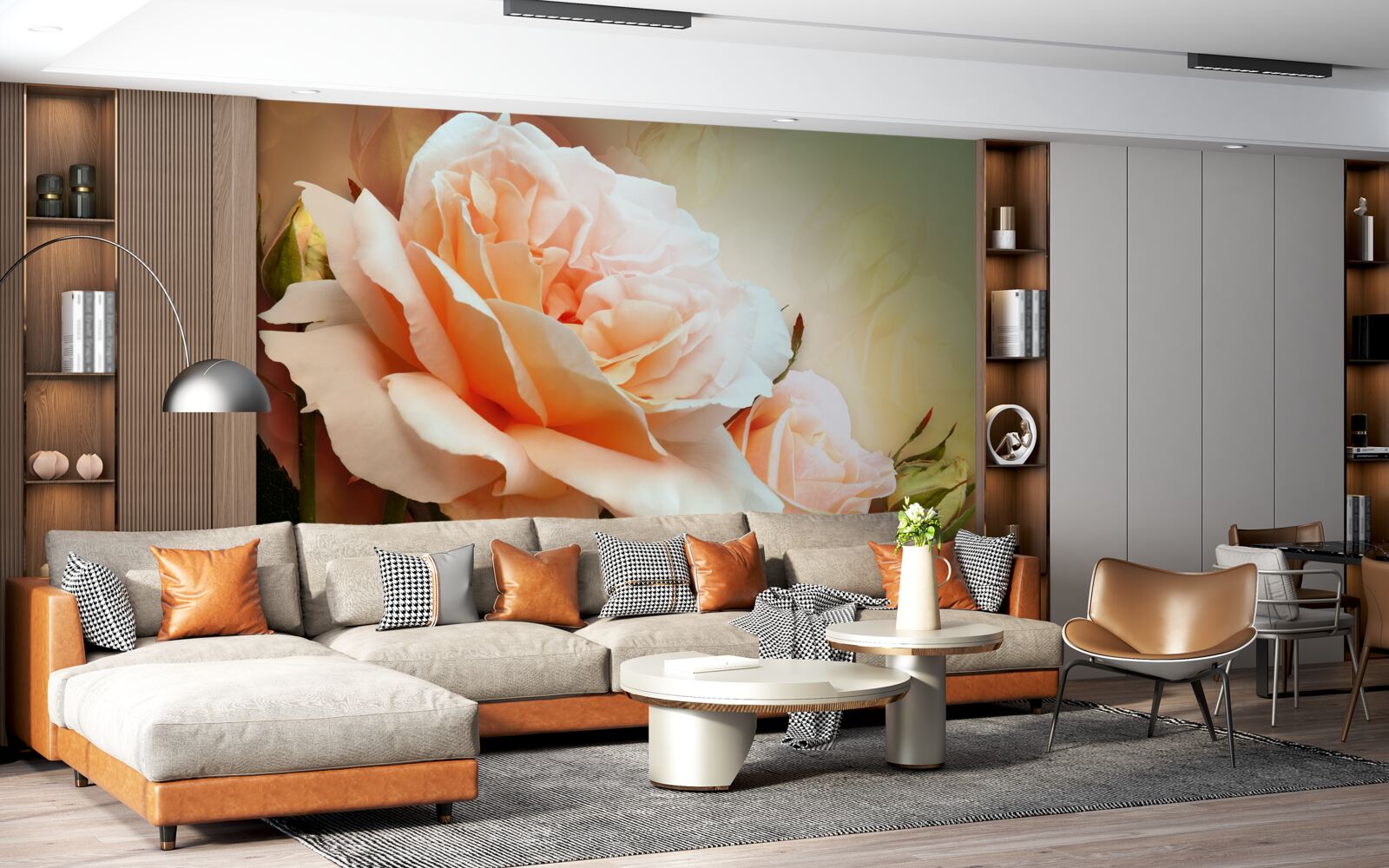 Fotobehang rozen die zijn opengegaan en in knopstadium zijn