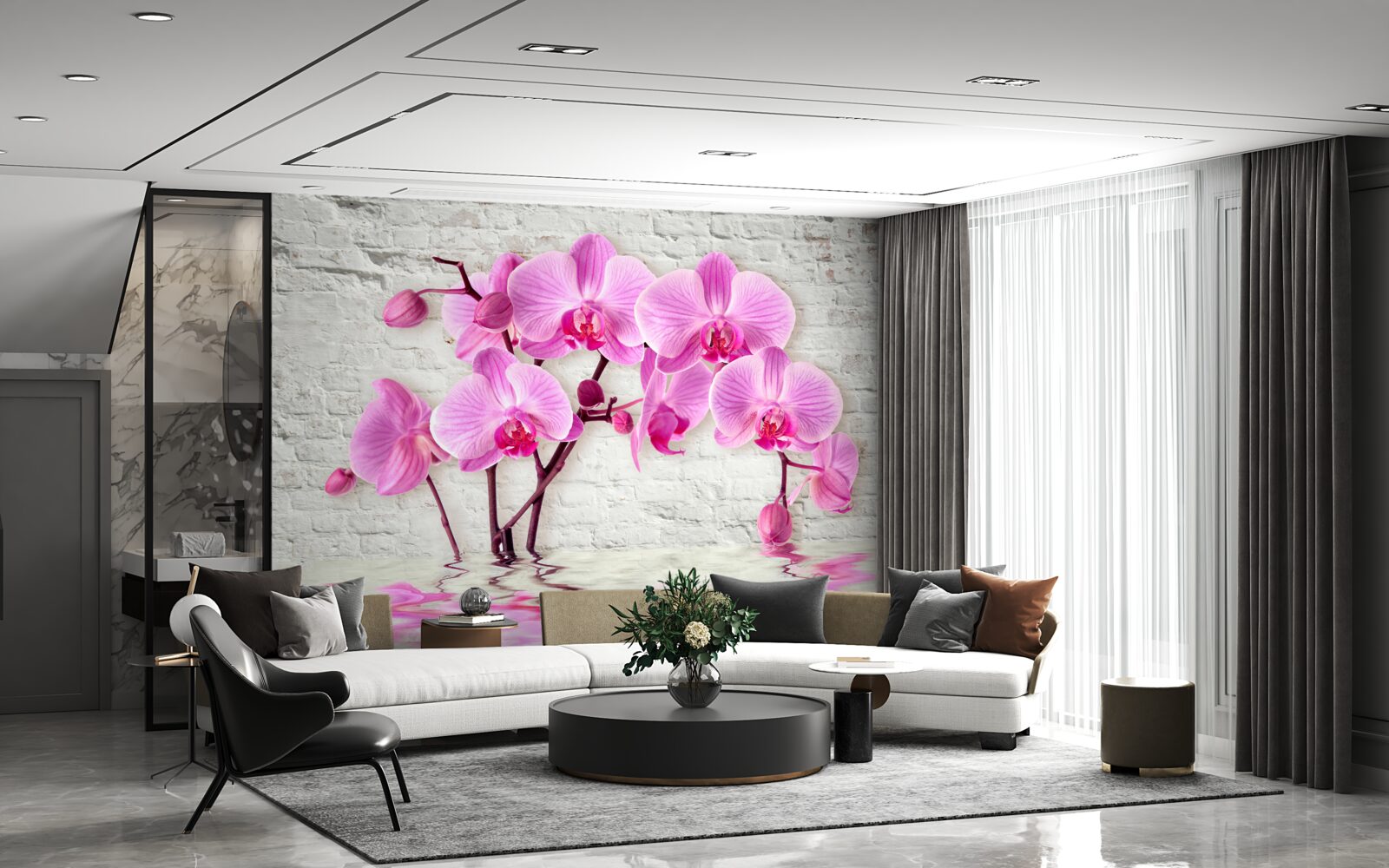 Fotobehang zacht paarse orchidee bloem