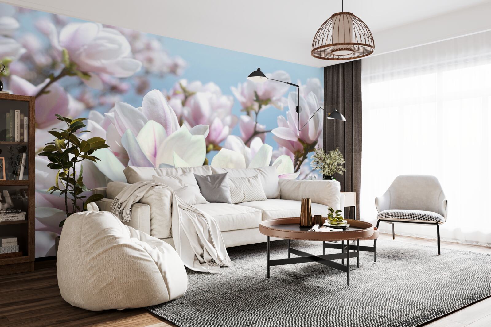 Fotobehang magnolia gewikkeld in bloemen