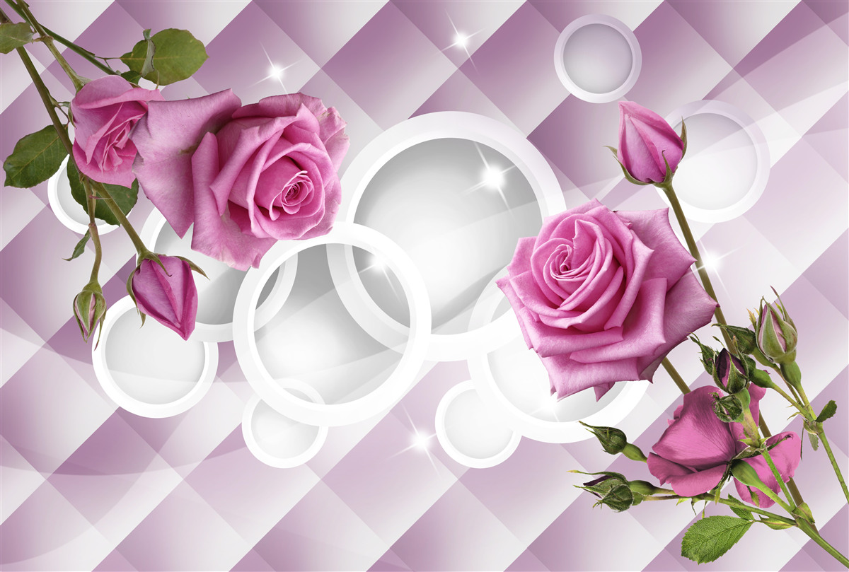Fotobehang lila rozen op een dubbelzinnige achtergrond
