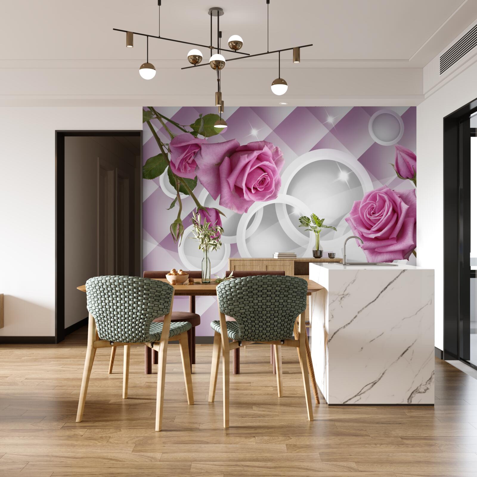 Fotobehang lila rozen op een dubbelzinnige achtergrond