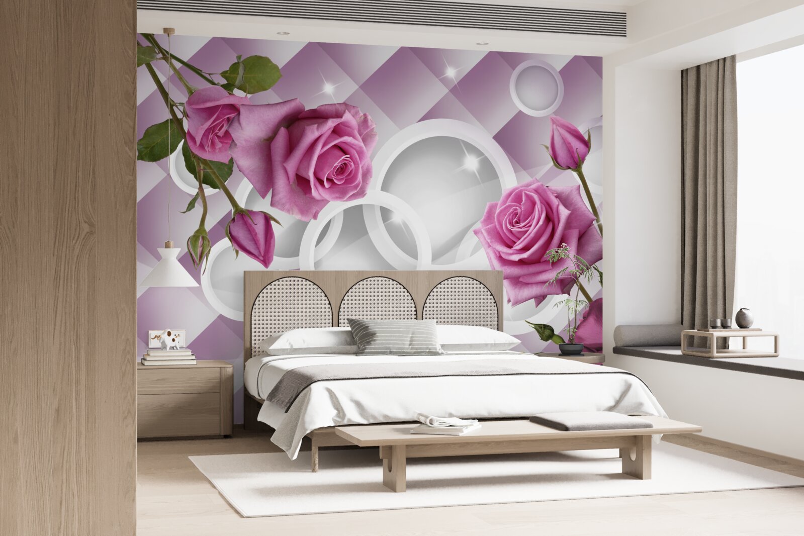 Fotobehang lila rozen op een dubbelzinnige achtergrond