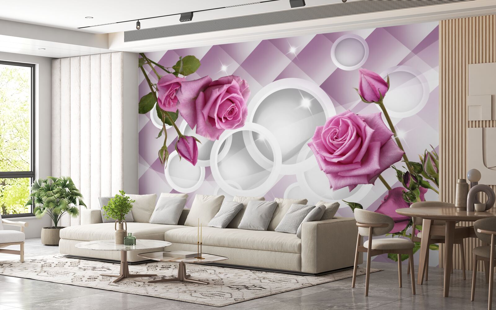 Fotobehang lila rozen op een dubbelzinnige achtergrond