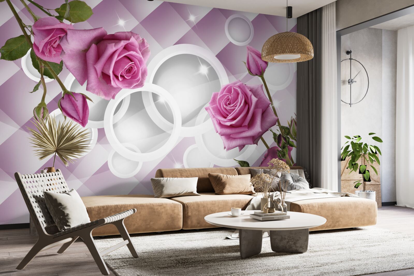 Fotobehang lila rozen op een dubbelzinnige achtergrond
