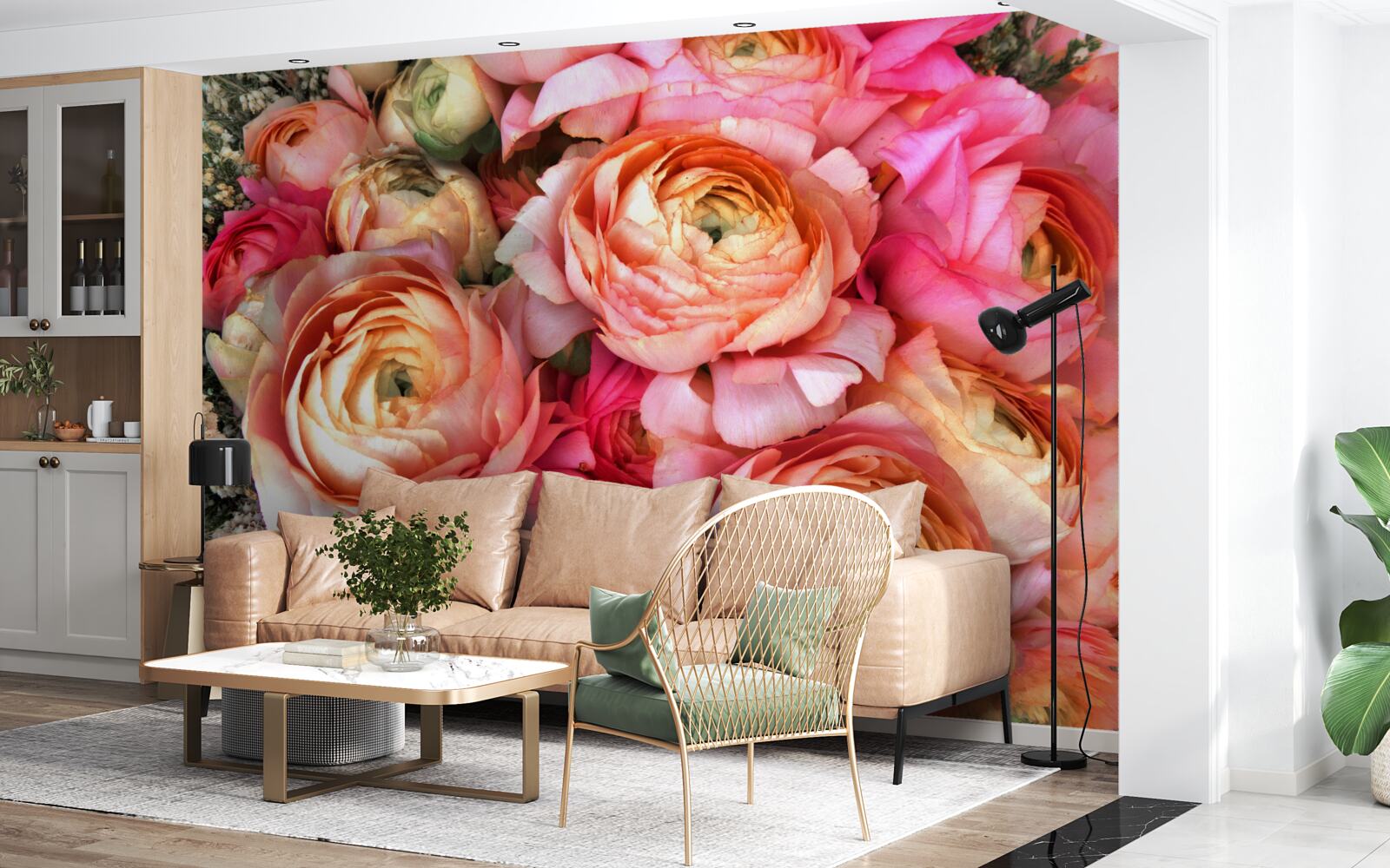 Fotobehang rijk gekleurde pioenen