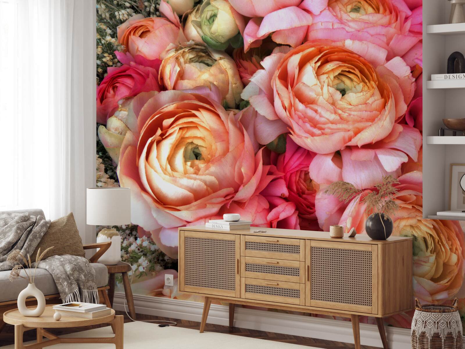 Fotobehang rijk gekleurde pioenen