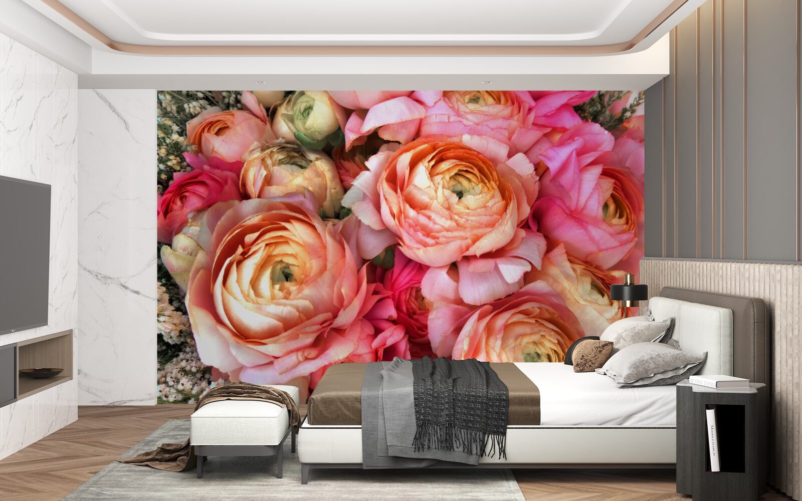 Fotobehang rijk gekleurde pioenen