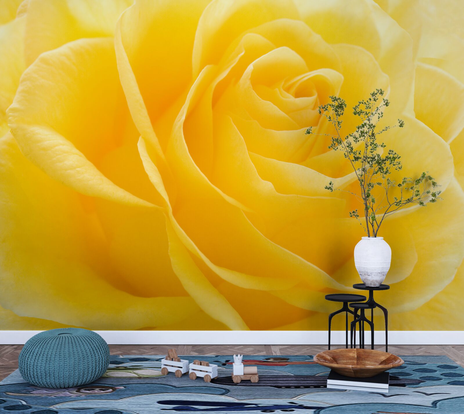 Fotobehang macrofoto van een geelroze bloem