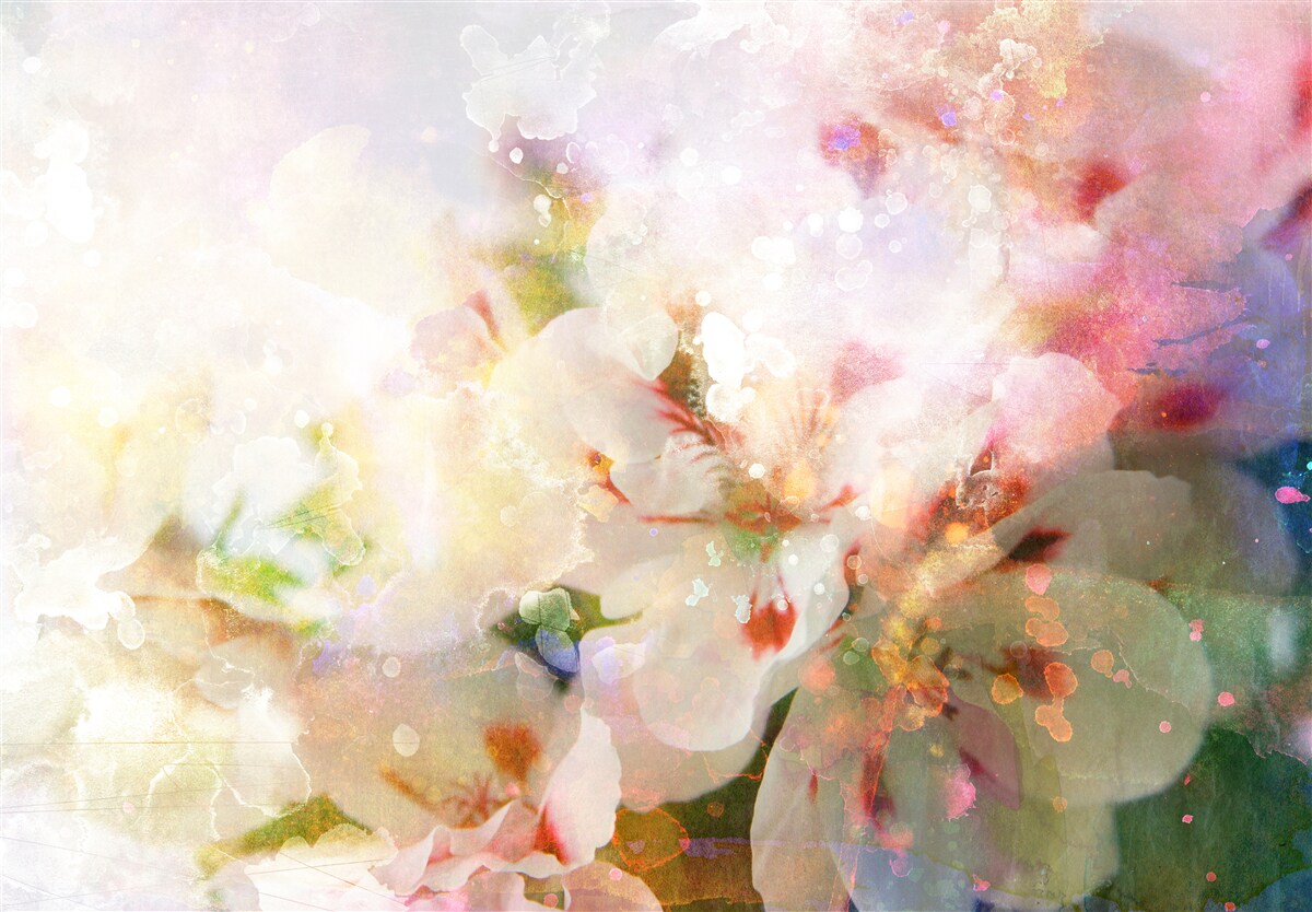 Fotobehang aquarel bloemen in een licht palet