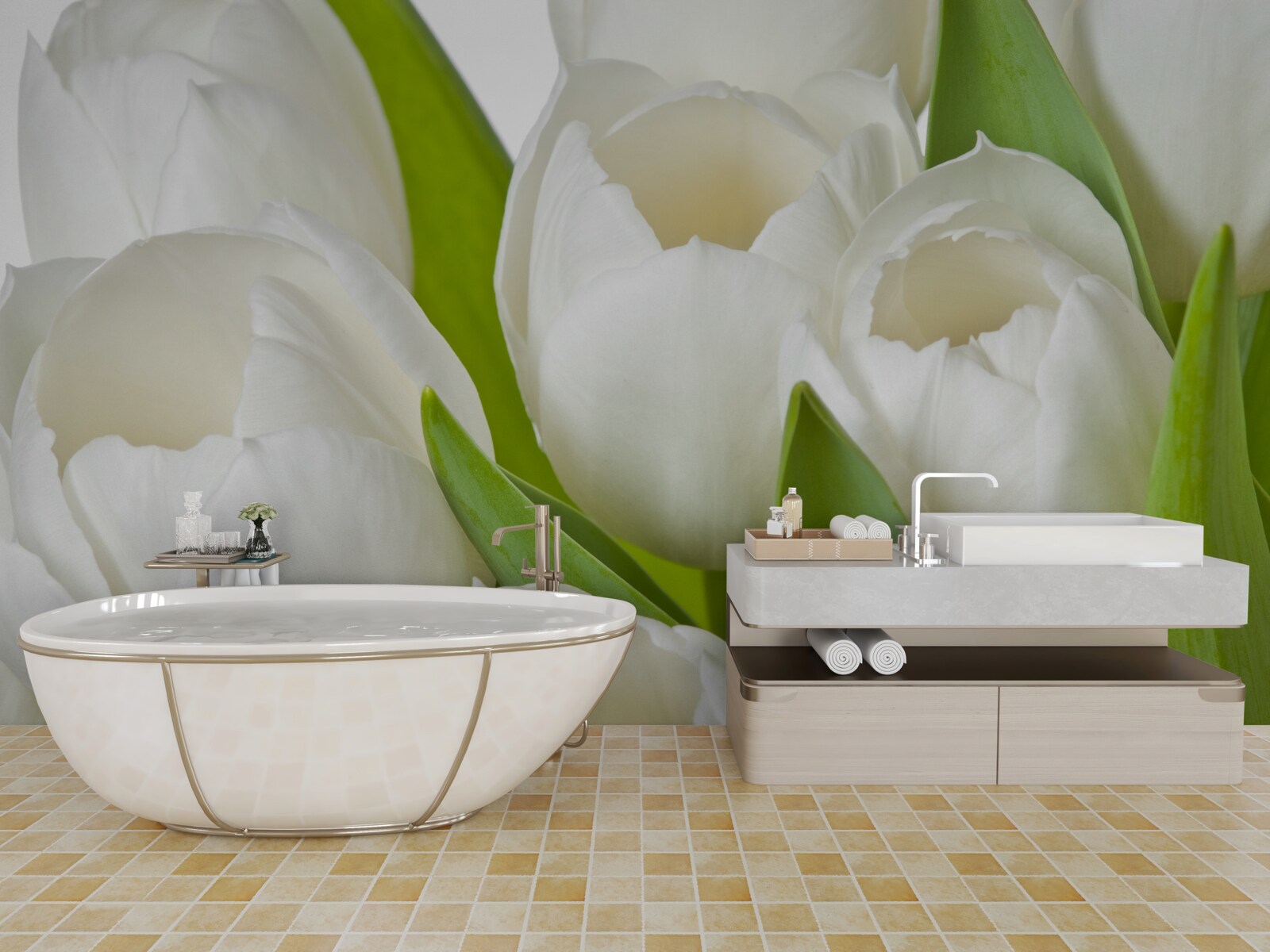 Fotobehang prachtige heldere tulpen