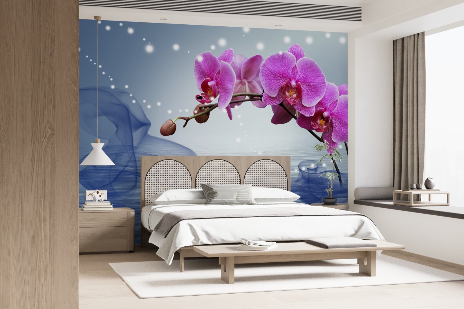 Fotobehang Stengel van een prachtige lilakleurige orchidee