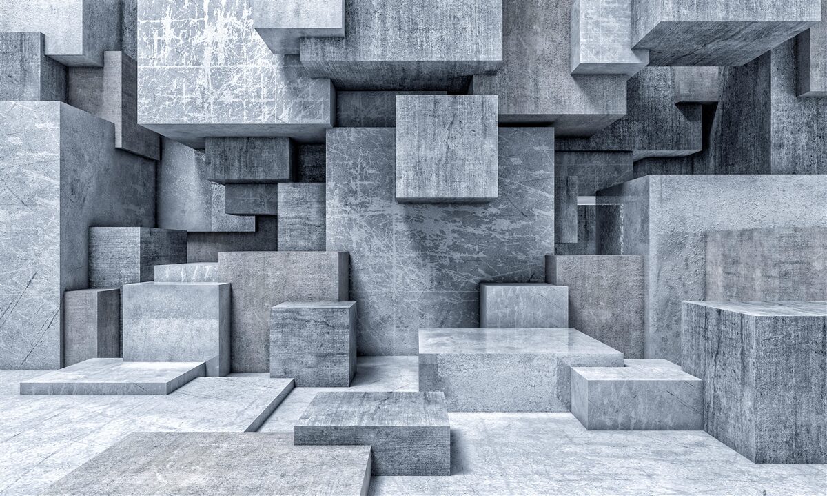 Fotobehang kamer met geometrische vormen in de vorm van vierkanten