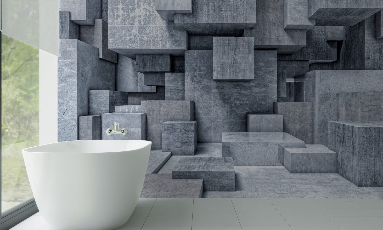 Fotobehang kamer met geometrische vormen in de vorm van vierkanten