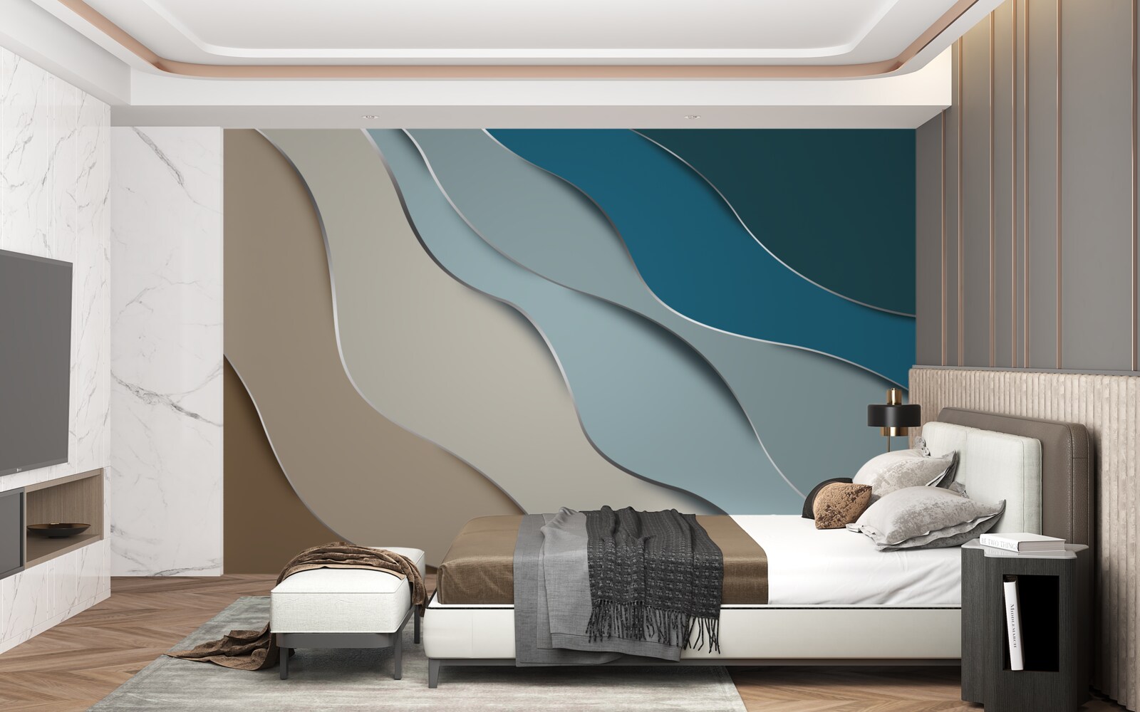 Fotobehang pastelkleuren van de zeekust