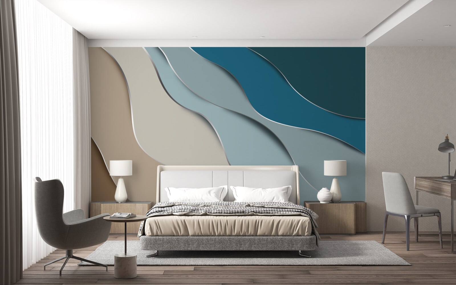 Fotobehang pastelkleuren van de zeekust