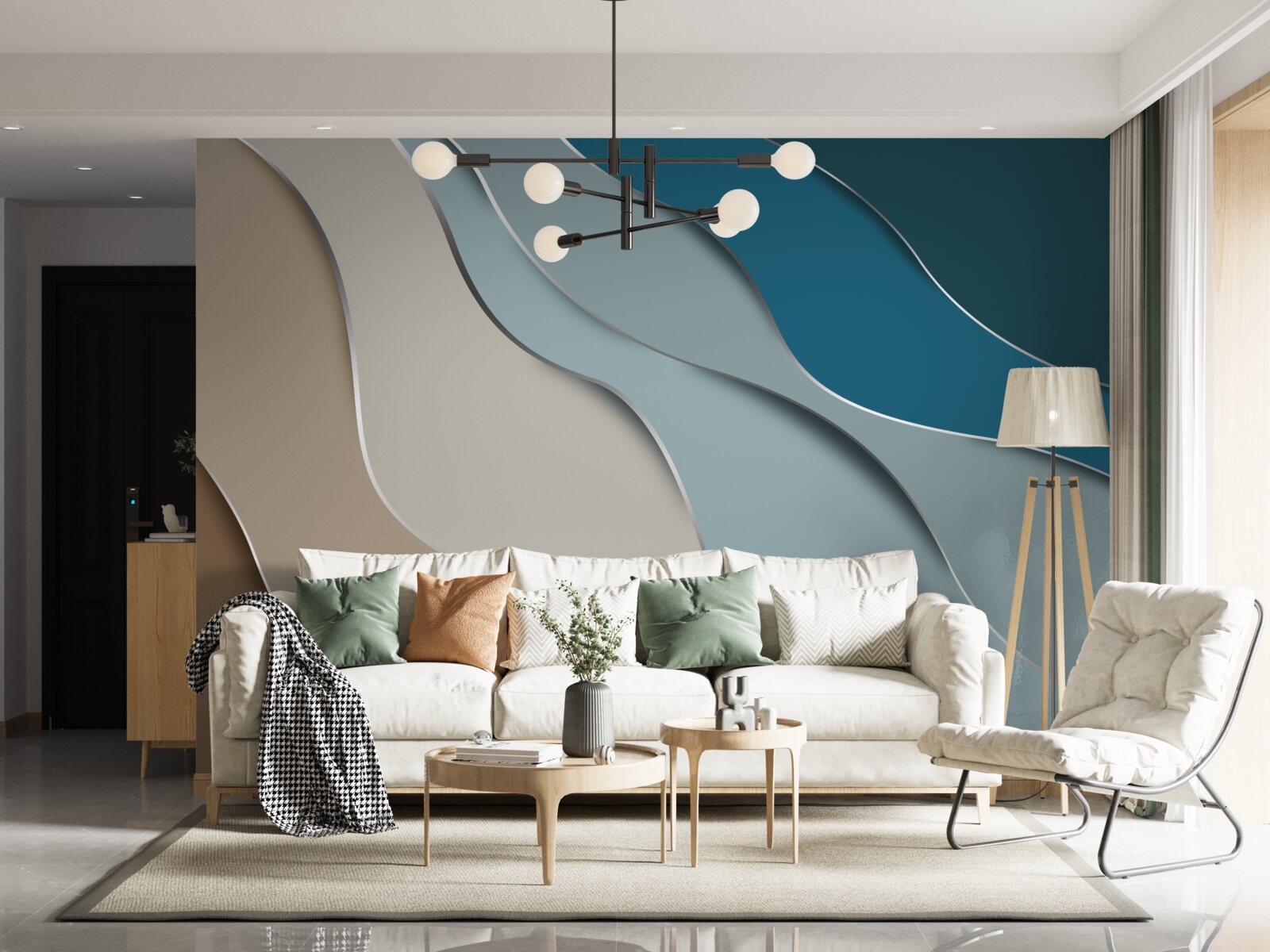 Fotobehang pastelkleuren van de zeekust