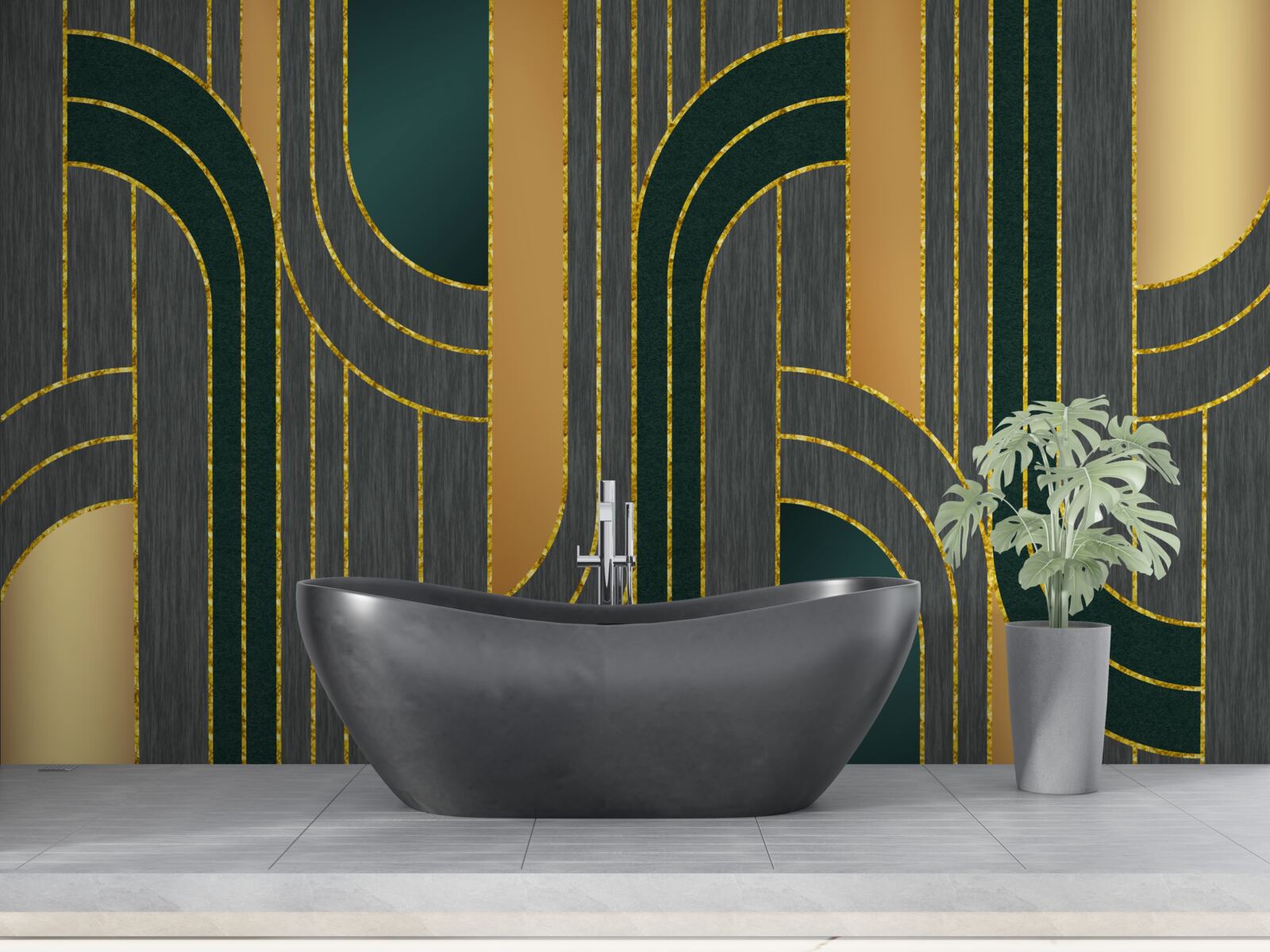 Fotobehang donkere lijnen, die voortdurend en vloeiend in elkaar overgaan